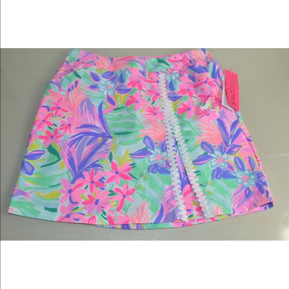 NEW Lilly Pulitzer UPF 50+ LUXLETIC DAPHNE SKORT It Was All a Dream Gold Pink 2